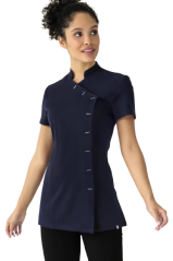 Dámská tunika se stojatým límečkem s asymetrickou knoflíkovou légou