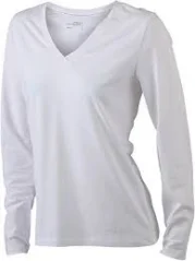 Dámské triko s dlouhým rukávem do "V" bílé