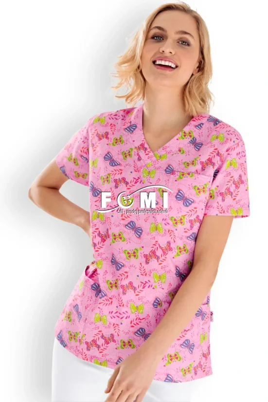 Halena do "V" růžová Motýlci