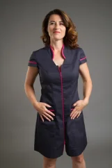 Šaty Eliza - antracitová/černá s růžovým lemem