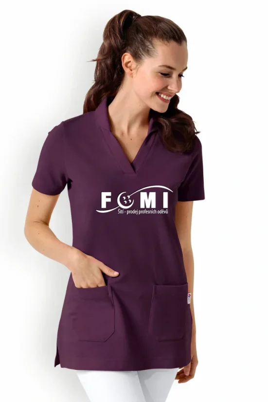 Dámské delší triko s rozhalenkou a kapsami