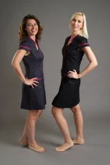 Šaty Eliza - antracitová/černá s růžovým lemem