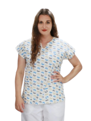 Dámská lékařská halena se vzorem modrý chameleon