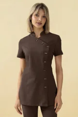 Dámská tunika se stojatým límečkem s asymetrickou knoflíkovou légou