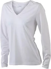 Dámské triko s dlouhým rukávem do "V" bílé