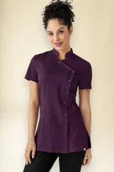 Dámská tunika se stojatým límečkem s asymetrickou knoflíkovou légou