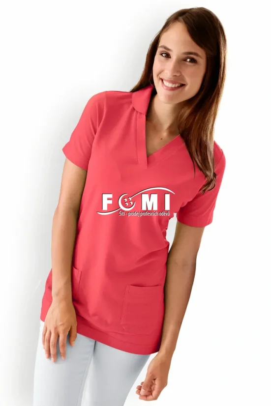 Dámské delší triko s rozhalenkou a kapsami