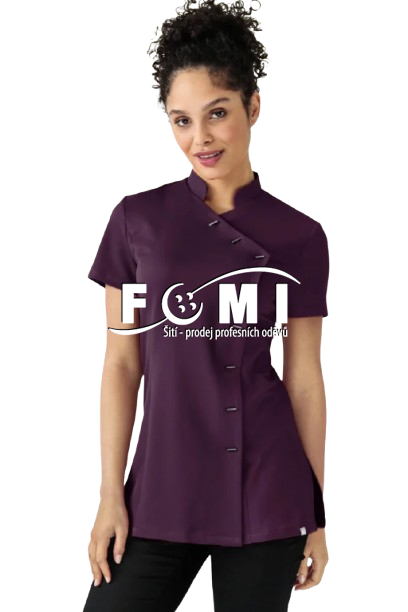 Dámská tunika se stojatým límečkem s asymetrickou knoflíkovou légou