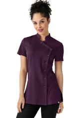 Dámská tunika se stojatým límečkem s asymetrickou knoflíkovou légou