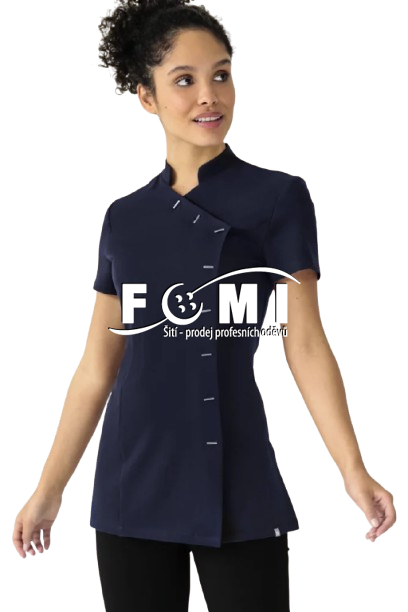 Dámská tunika se stojatým límečkem s asymetrickou knoflíkovou légou