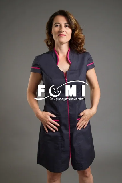 Šaty Eliza - antracitová/černá s růžovým lemem