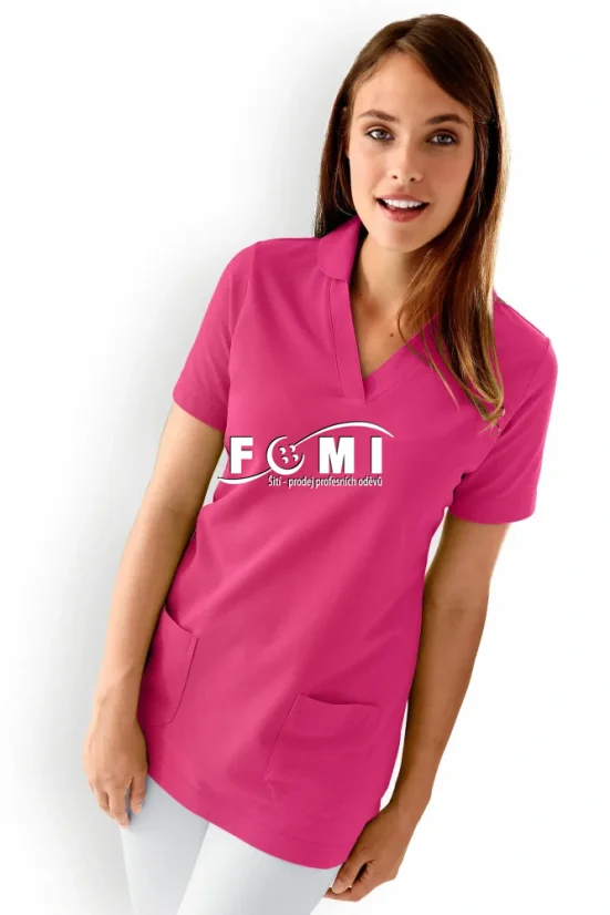 Dámské delší triko s rozhalenkou a kapsami