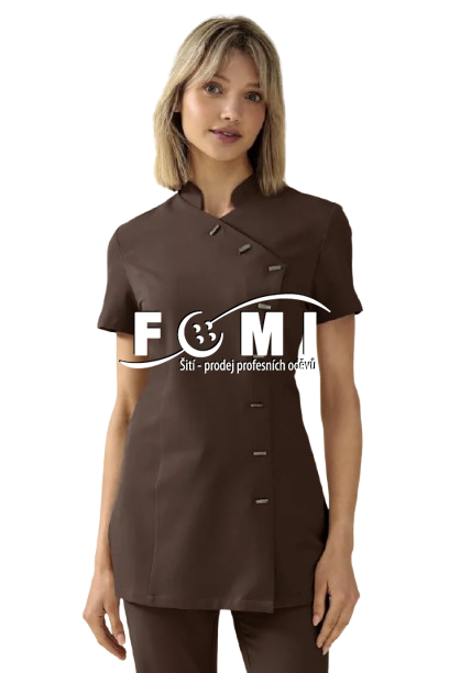 Dámská tunika se stojatým límečkem s asymetrickou knoflíkovou légou