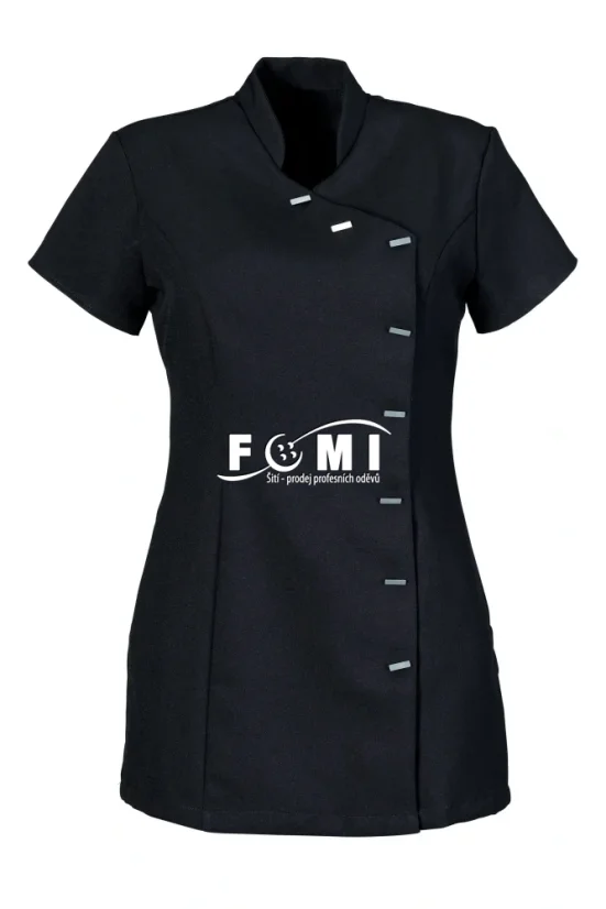 Dámská tunika se stojatým límečkem s asymetrickou knoflíkovou légou