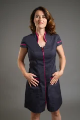 Šaty Eliza - antracitová/černá s růžovým lemem