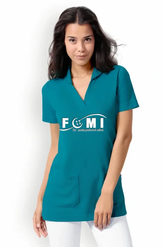 Dámské delší triko s rozhalenkou a kapsami