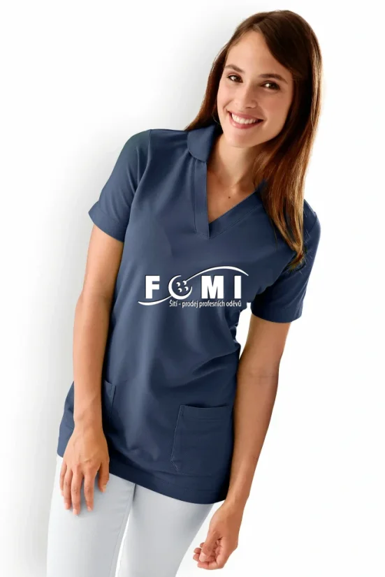 Dámské delší triko s rozhalenkou a kapsami