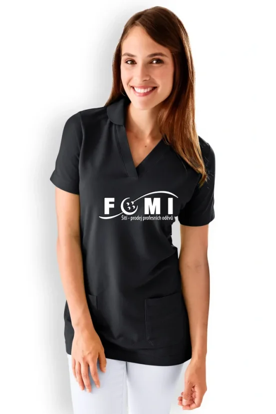 Dámské delší triko s rozhalenkou a kapsami